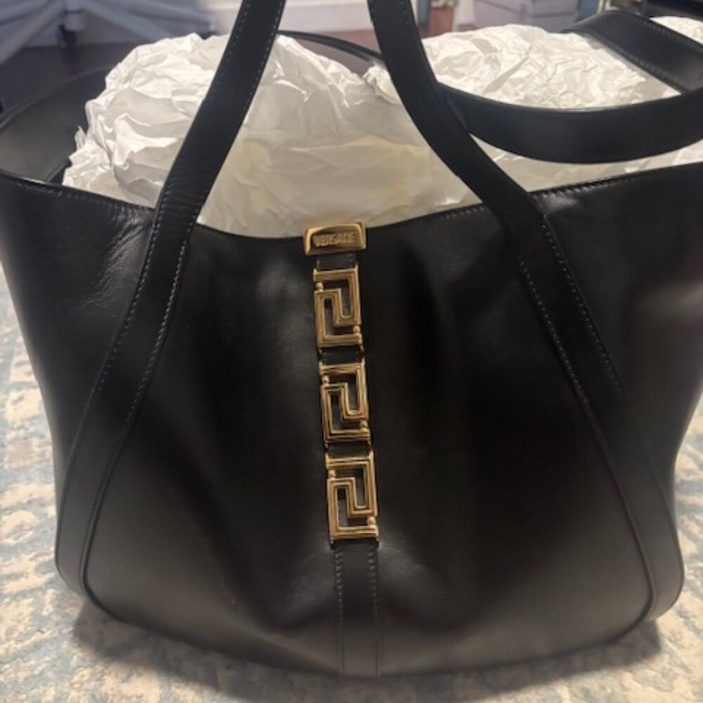 Versace Large Greca Goddess Leather Tote